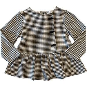 Calvin Klein Black & White Houndstooth Peplum Top (24M)